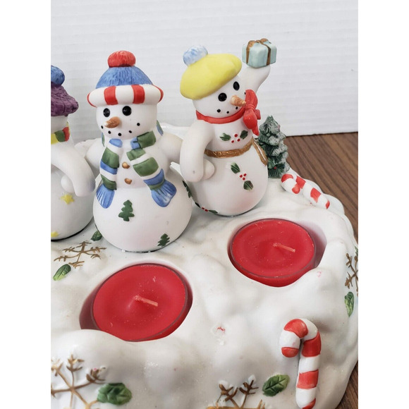 Partylite Snowbell Collection 3 Snowmen Trio Tea Light And Pillar Candle Holder - Picture 4 of 12